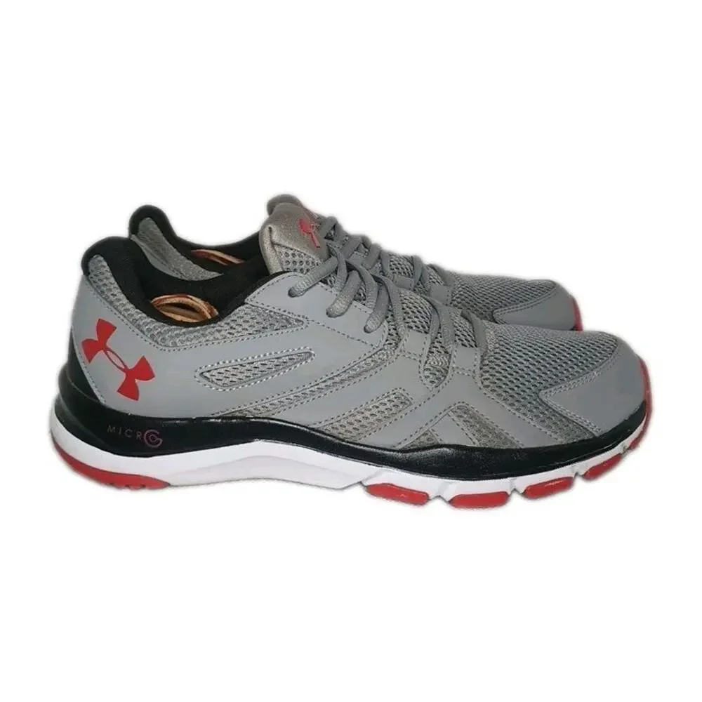 Under Armour Strive 6 Mens 11 Grey Red 1274408 Training Athletic Gym Sneakers